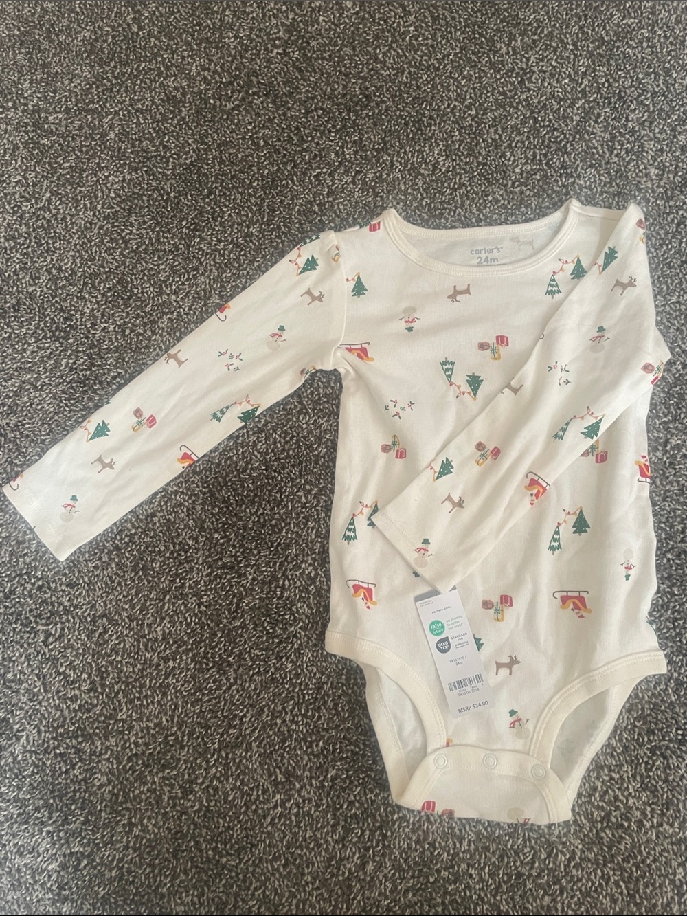 Carter's Cream One-Piece with Holiday Motif